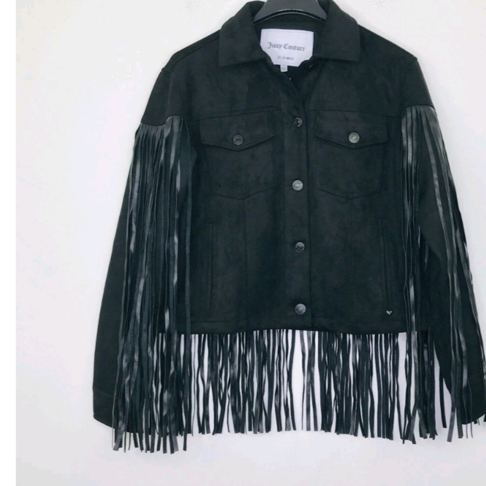 Juicy Couture Black Fringed Jacket Sz S NWT